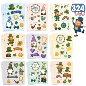 Low MOQ Custom Shamrock Stickers for Seasonal Holiday Merchandise Full Color Sublimation Printing Art Decorative Vinyl Stickers
