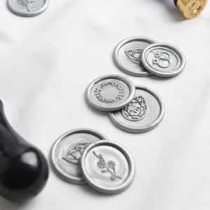 Low Moq logo Silver Wax Seal Sticker 3d Embossed Jewelry Floral Wreath Premade Adhesive Seals for Small Business Gift Packaging