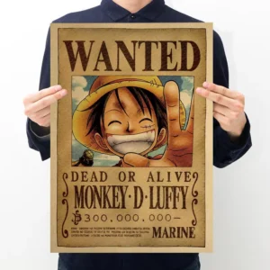 Luffy Retro Kraft Paper Anime Poster and Wall Sticker