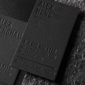 Luxury 3D Embossed Business Name Cardboard Printing Custom Logo Letterpress Debossed Black Cotton Paper Business Card
