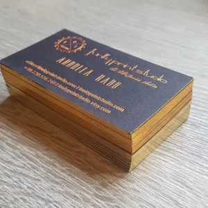 Luxury Custom Black Textured Business Cards Rose Gold Foil Printed 5.5*9cm Gift Card with Gold Edge for Brand