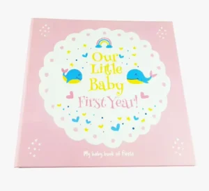 Luxury Eco-Friendly Spiral Bound Hard Cover Baby Memory Book for Newborn Boys & Girls Records First Five Years Keepsake Journals