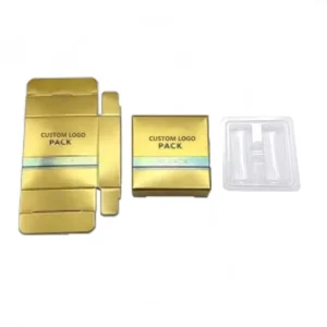Luxury Gold Paper Custom Printing Hot Stamping Holographic Vial Boxes Vial Label Packaging with Tray Hold 2 3ml Vials
