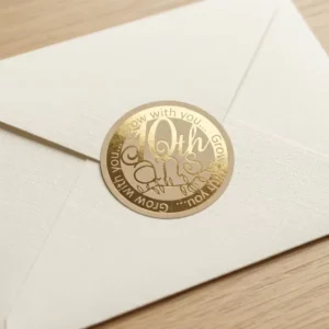 Luxury Metallic Gold Foil Kraft Stickers Self Adhesive Branding Labels for Small Business Envelope Seals