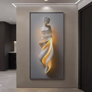 Luxury White Flower Foyer Customized Decoration Painting Dining Room Corridor Wall Art Abstract 3D Texture Leather Wall Painting
