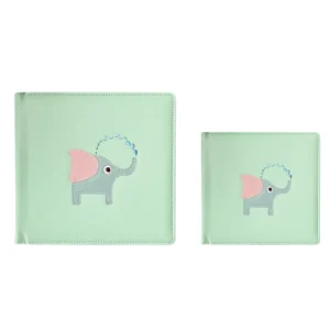 Macaron Color PU Leather Hardcover Photo Album with Elephant Embroidery and Gicle Print, 8-Inch and 10-Inch Sizes