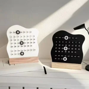 Manual Wooden Desk Calendar, Adjustable Week/Month/Date Display