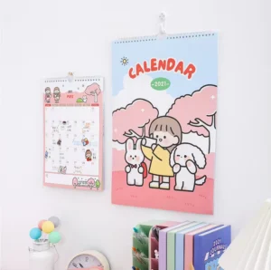 Manufacturer Custom Activity Calendar with Stickers for Kids and Students, Spiral-Bound Wall Calendar