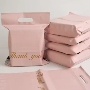Manufacturer Custom Printed Pink Thank You Poly Mailer Bag with Logo for Clothes