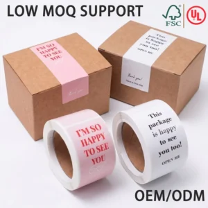 Manufacturer Custom Private Label Printed Logo Adhesive Roll Labels Paper 3x9cm 4-Color
