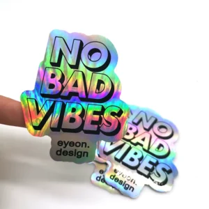 Manufacturer Custom UVproof Waterproof White PVC Die-Cut Holographic Vinyl Stickers