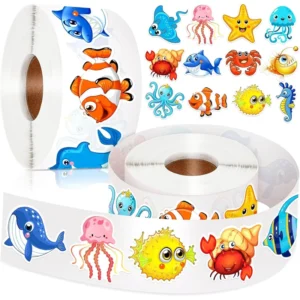 Manufacturer Durable Self Adhesive Paper Label Roll Stickers Cartoon Animal Stickers for Kids