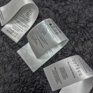 Manufacturer White Self-Adhesive Printed Woven Clothing Labels and Wash Care Tags