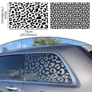 Matte Black Cartoon Leopard Print Self-Adhesive Vinyl Car Stickers