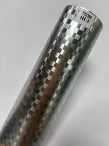 Matte Chrome Checkered Carbon PET Vinyl Car Wrap Film Waterproof Self-Adhesive for Bikes and Cars