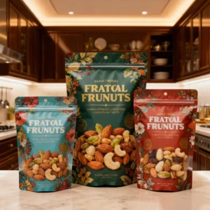 Matte Mylar Stand-Up Pouch with Frosted Window for Nuts, Hot Stamping and UV Printing