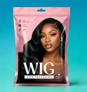 Matte Plastic Long Extension Clear Zipper Pouch for Hair Bundles and Wigs