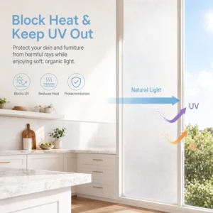 Matte White PVC Frosted Privacy Glass Window Film Covering Opaque Electrostatic Door Sticker for Home Office