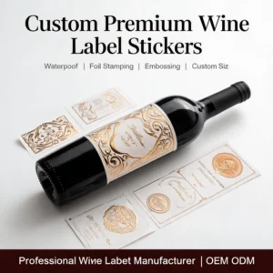 Matte Wine Bottle Labels with Embossed Silver Foil, Waterproof Self-Adhesive Stickers