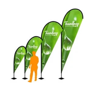 Medium 3.5m Custom Teardrop Flags UV Protection Polyester Fabric Fiberglass Flagpole Dye Sublimation Printed