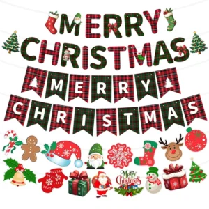 Merry Christmas Party Paper Streamers Hanging Bunting Decorations