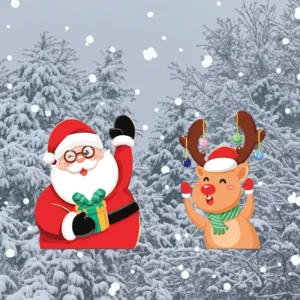 Merry Christmas Window Sticker Double Printed UV Resistant Waterproof Eco Friendly Gloss Lamination Vinyl Floral Static Cling