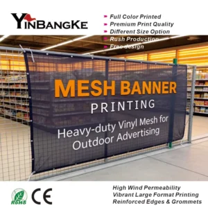 Mesh Vinyl Custom Full-Print Banner UV-Printed Waterproof Sunproof Reinforced Hem 13oz 15oz