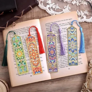 Metal Bookmarks with Tassel Retro Hollow Floral Mandala Page Markers for Teens Men Women Book Lovers