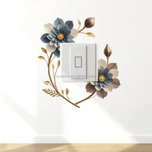 Metal-Textured Embossed Flower Switch Wall Stickers Self-Adhesive PVC Wallpaper