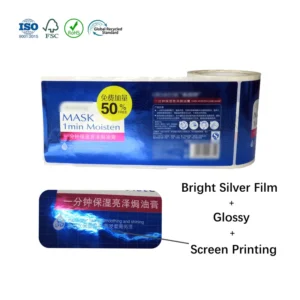 Metallic Effects Finishes Bright Silver Film Glossy Screen Printing Labels for Persona Care Products