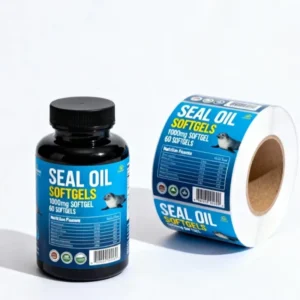 Metallic Silver Matte Waterproof PE Adhesive Custom Labels for Health Supplements and Pharmacy Bottles with Oil-Proof Laminate and Barcode
