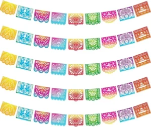 Mexican Fiesta Hanging Banners Flags Mexicano Large Plastic Papel Picado for Party Decorations
