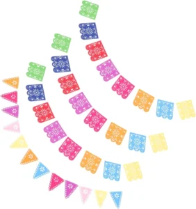 Mexican Flag Felt Banner, Wreath Style, Day of the Dead Party Decoration