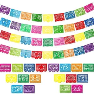Mexican Flag Pinata with String Day of the Dead Square Flag Flower Felt Flags for Carnival Party Banners