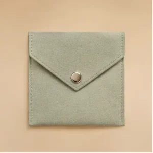 Microfiber Button Flap Jewelry Pouch for Retail Packaging and Gift Storage