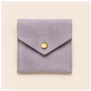 Microfiber Jewelry Carry Envelope with Snap Stud for Necklace Card and Earring