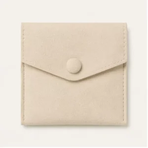 Microfiber Jewelry Packaging Case with Button Flap for Ring Card