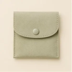 Microfiber Jewelry Packaging Case with Button Flap for Ring Card