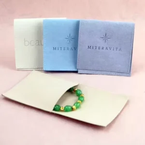 Microfiber Suede Velvet Envelope Flap Jewelry Packaging Pouch with Logo for Necklaces and Rings
