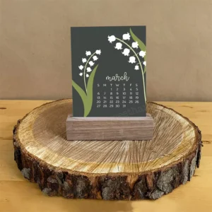 Mini Desk Calendar Cardboard Stand Custom 12 Months Floral Table Calendar Poster Inner Box Gifts