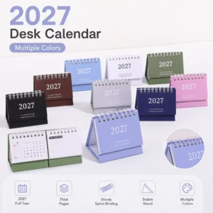 Mini Desk Calendar Compact Desktop Planner Spiral Bound Small Standing Calendar for School and Office