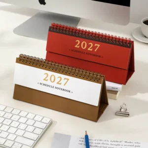 Mini Desk Calendar Monthly Planner with Twin-Wire Binding and Custom Logo Option
