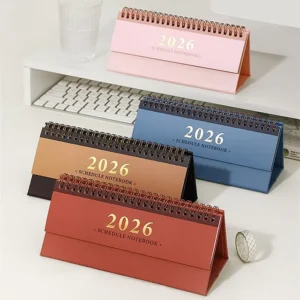 Mini Desk Calendar Standing Flip Long Daily Calendar Twin-Wire Binding for Home Office School