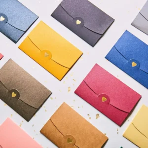 Mini Recyclable Paper Business Envelopes Assorted Colors with Button Closure