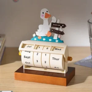 Mini Rotating Desk Calendar Perpetual Ornaments with Countdown Reminder Board Almanac
