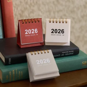 Mini Simple Desk Calendar Spiral-Bound Calendar for Desktop Decoration and Office Stationery