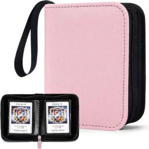 Mini Trading Card Binder with 40 Side-Loading Pockets 200-Card Capacity PU Cover Thread-Sewn Binding Waterproof for Collectors and Kids