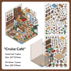 Miniature Decorative Scenery Stickers PVC Waterproof Die Cut Gloss Lamination Cartoon Style Adhesive Stickers for Decor