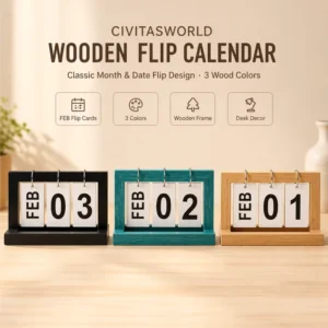 Minimalist Pine Wood Perpetual Flip Desk Calendar