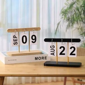 Minimalist Wooden DIY Desktop Flip Perpetual Calendar for Home and Office